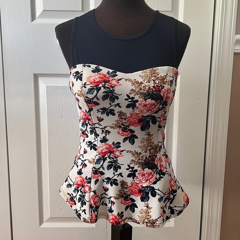 Fashion Magazine Floral Peplum Top